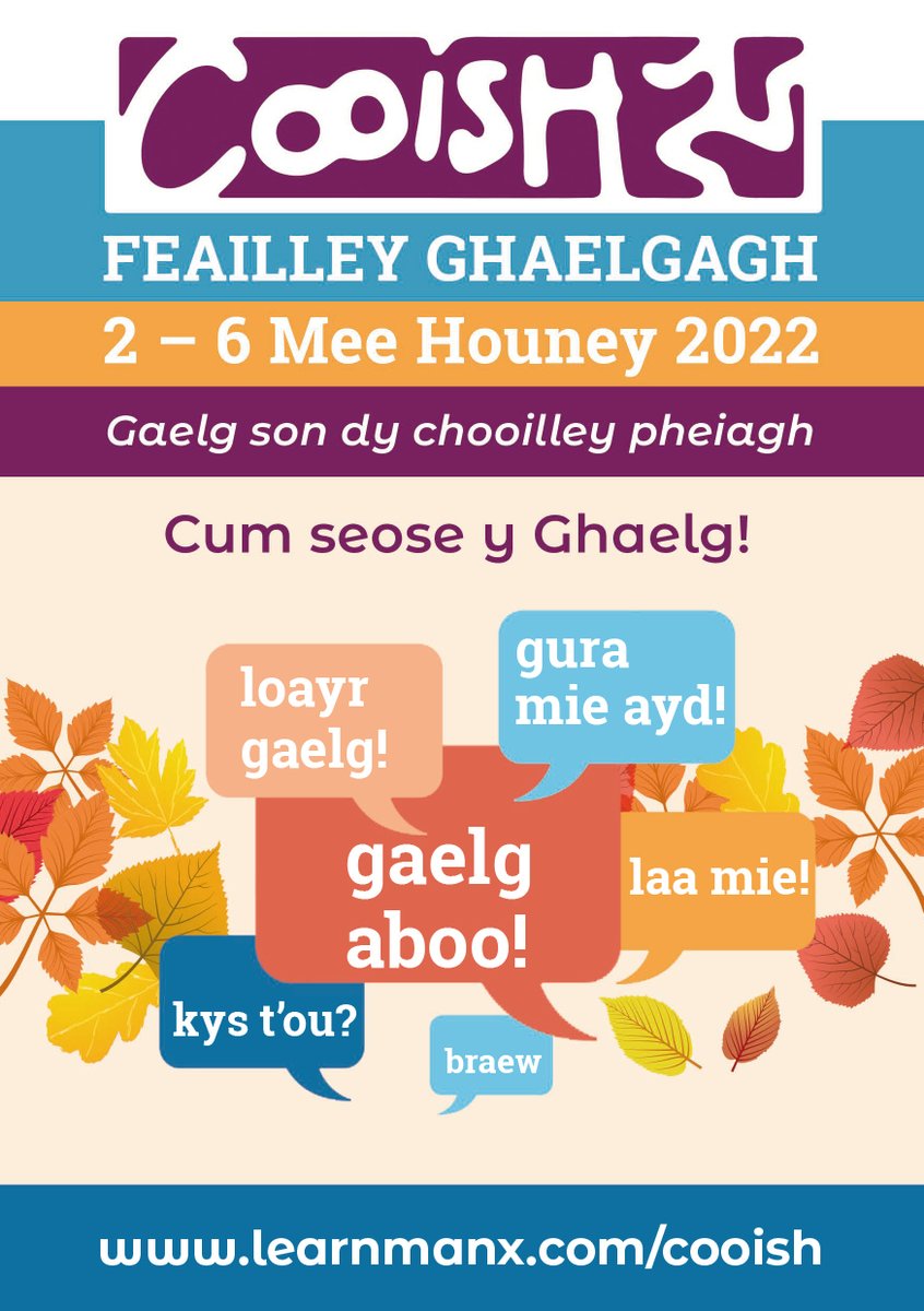 greinneyder's tweet photo. T'eh bunnys traa son y Chooish! The Cooish Manx language festival runs between 2 - 6 Mee Houney / Nov with 14 events island-wide (mostly free). Something for all ages & levels of Manx! Bee ee yindyssagh! Programme at: https://t.co/CjChI8TMtN
#gaelg #manx #cooish #learnmanx https://t.co/c9s1lFSJ5P