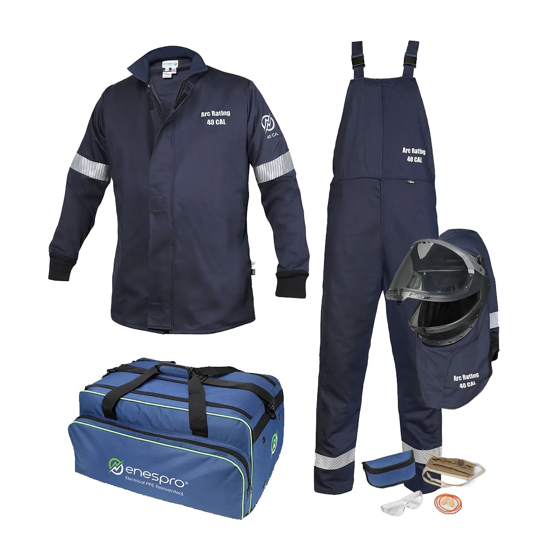 enesproppe's tweet photo. Have you seen the new Enespro APEX Arc Flash PPE kits? Not only does it have single-layer 40 CAL ARC flash protection, but it's up to 20% lighter, 48% thinner, &amp; 56% more flexible than other premium arc flash suits available right now. #nsa #enespro #apex #electricalppe https://t.co/B2S6PufXpU