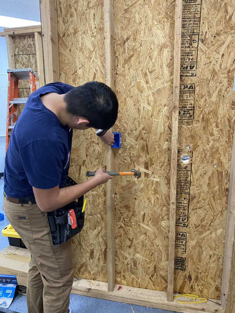 Mounting boxes for our three way switches yesterday :D <a href="/YsletaISDCTE/">Ysleta ISD CTE</a>