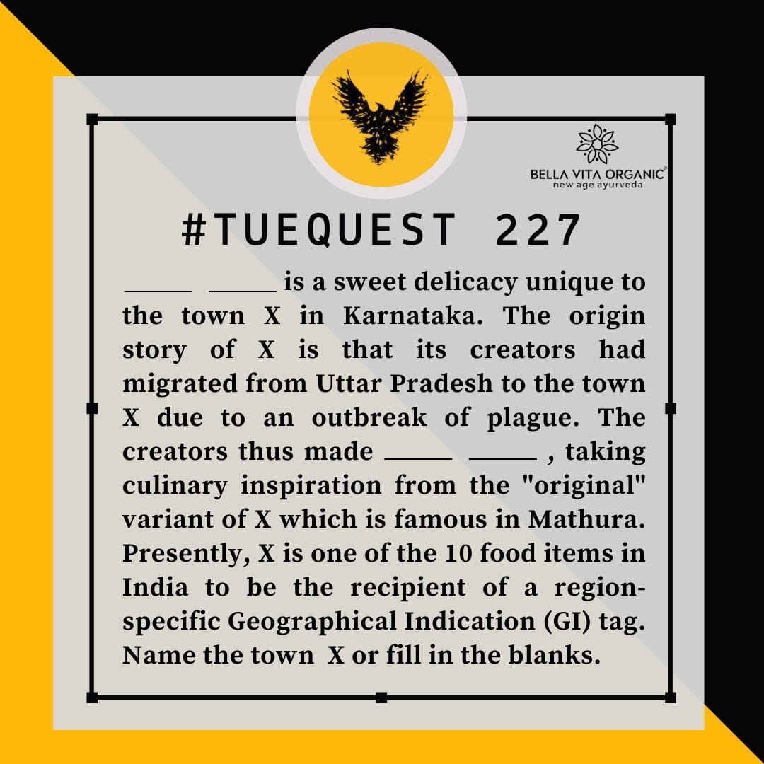 SRCCQuiz's tweet photo. TueQuest is here again to get your mind working.
Send in your answer for #TueQuest 227 in the DMs!
#quiz #quizinstagram #quizzes #quizzer #knowledge #srcc #delhi #du #delhiuniversity #questions #challenge #india #heritage #sweets #mithai #mathura https://t.co/ocnVGmB8AY