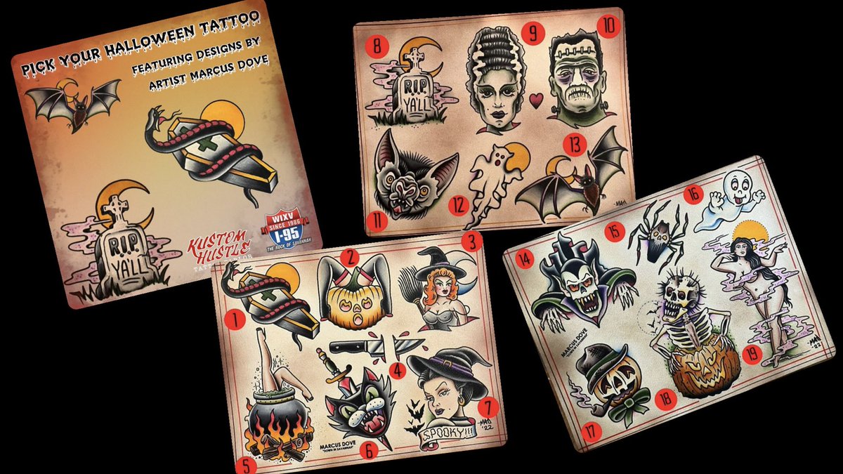 Halloween Tattoo Contest deadline is NOON TODAY!! Use the link!! bit.ly/3yhnFmz <a href="/KustomHustle/">Kustom Hustle Tattoo</a> <a href="/RockOfSavannah/">I-95 Savannah</a> #Halloween #Tattoo #Win #Savannah