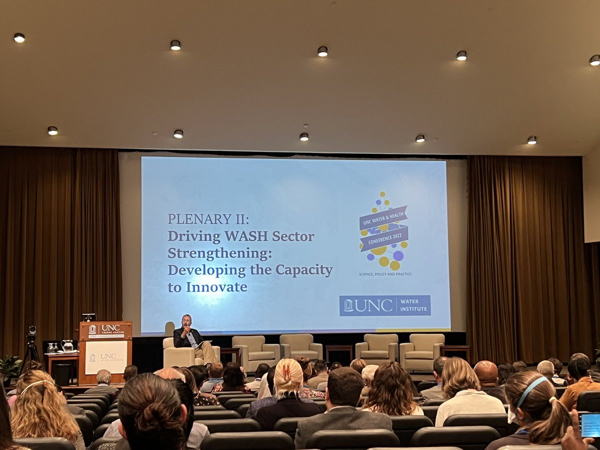 _ErinMcCusker's tweet photo. Innovation is more than training and gadgets and gizmos - it’s thinking outside the box and solving problems creatively. Well said Jan Willem kicking off today’s plenary!  @Rozewater60 #UNCWaterandHealth https://t.co/BGQTVBQYIO