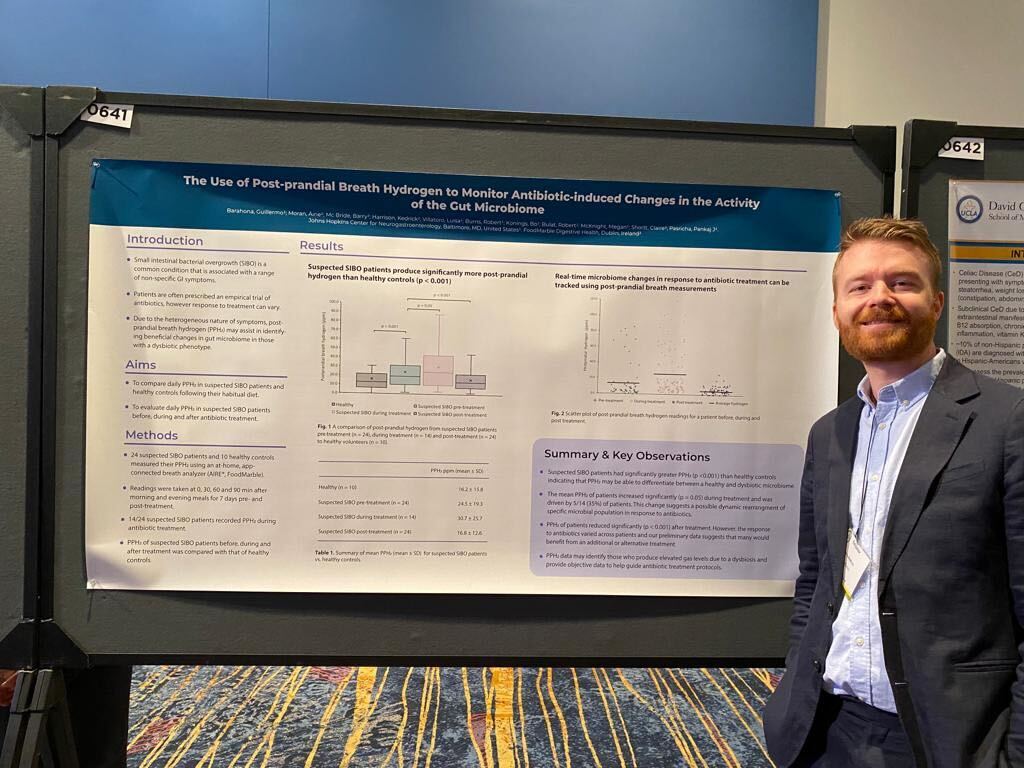 FoodMarble's tweet image. Barry is busy chatting about how post prandial breath hydrogen has the potential to differentiate between healthy individuals and patients! @AmCollegeGastro

 #ACG2022 #GItwitter #GIcommunity #ACG