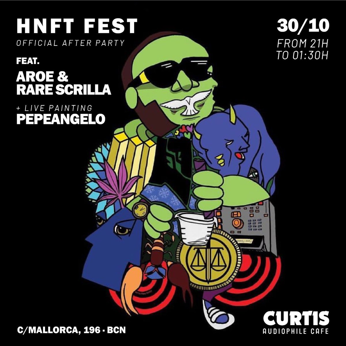 Barcelona Sunday official <a href="/hnftfest/">Historic NFT Fest</a> after party with <a href="/Aroe_HA/">AROE</a> and <a href="/pepelangelo/">Pepelangelo</a>