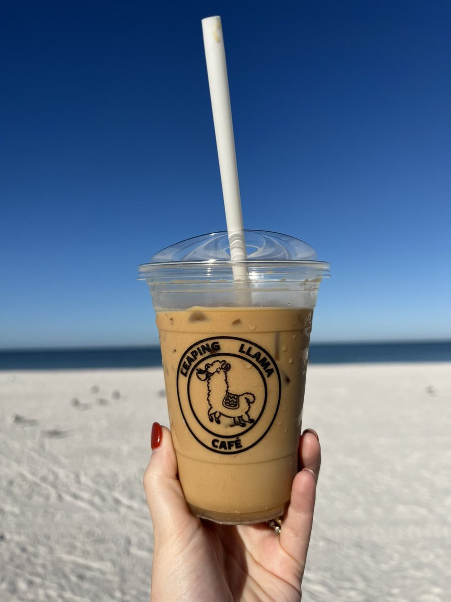 New coffee shop in Pass-a-Grille! They have lots of hot/iced coffee options &amp; delicious treats! &amp; this iced vanilla oat milk latte is 😍 @leapingllamacafe #Coffee #beach #TuesdayMotivaton