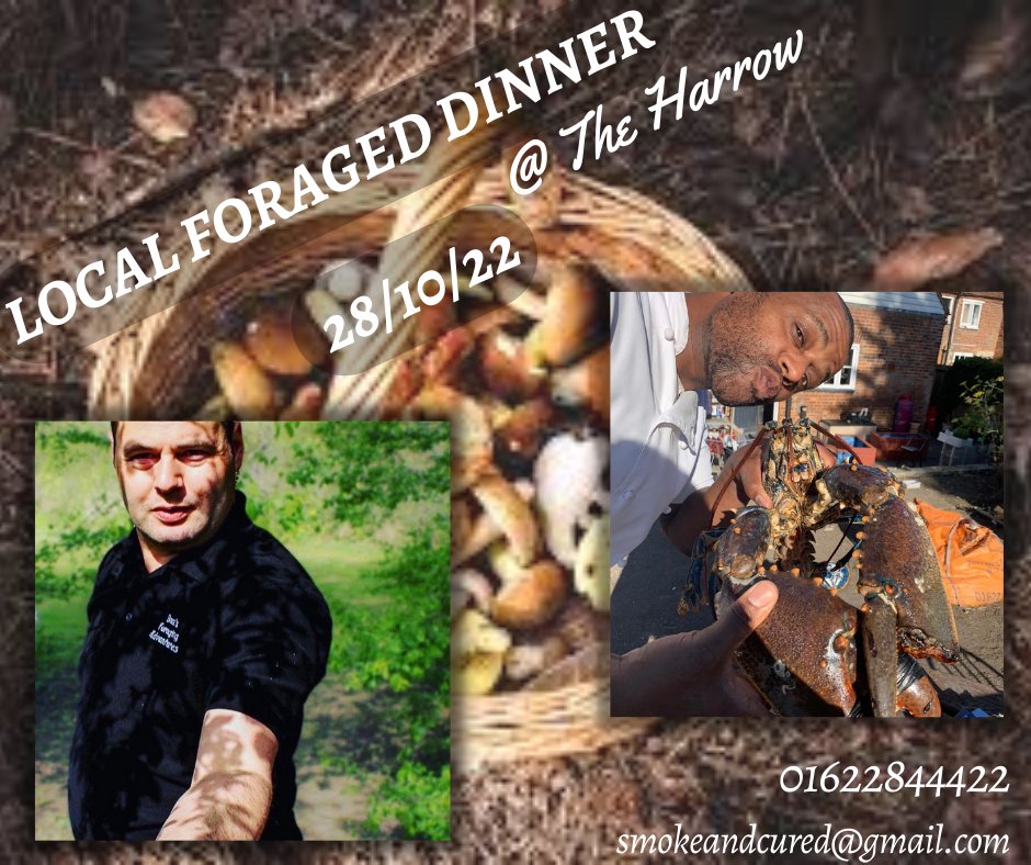 Smoke & Cured at the Harrow have a interesting night planned tomorrow👀'MENU SURPRISE' LOCAL FORAGED DINNER WITH 'DANS FORAGING ADVENTURE'🌳🍗There will varied and tantalising tasting meal with produce sourced & foraged within a 5 mile radius of The Harrow, why not get involved?