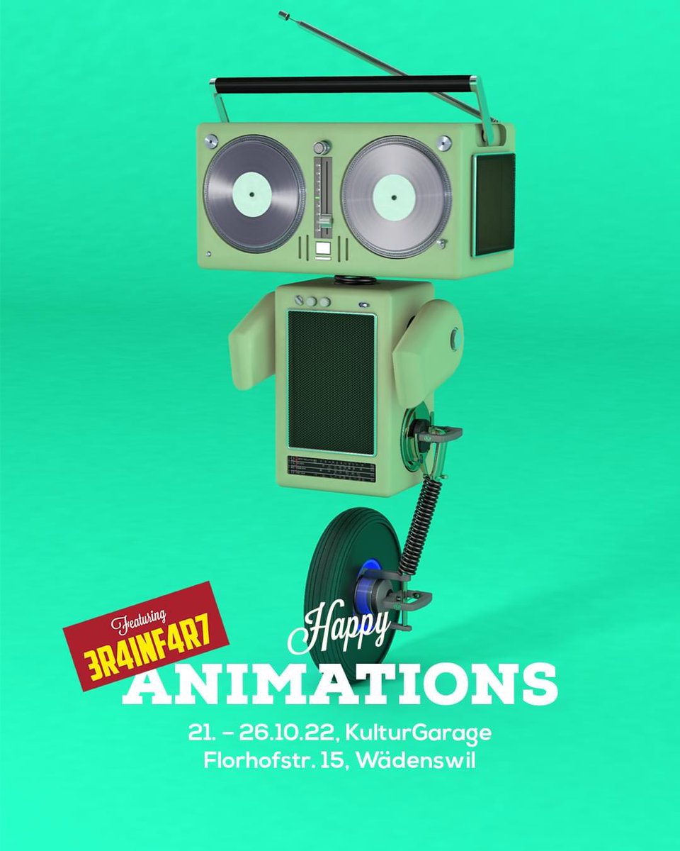 DON‘T MISS ⚠️ the #HAPPYANIMATIONS exhibition by <a href="/johniseifert/">JohnSeifert</a> ⚠️ Visit the exhibition today or tomorrow. More Infos 👉🏼 johni.ch 🧠💨 #Brainfart #Urbanart #Animation