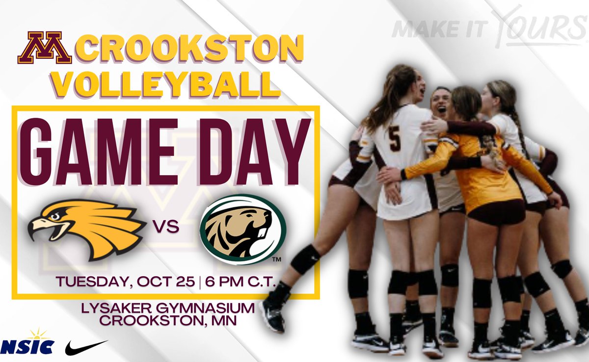 GAMEDAY ‼️

The <a href="/mncrookstonvb/">Minnesota Crookston Volleyball</a> team is ready for some NSIC action tonight.

They won't be wearing costumes but you sure can...It is Costume Night!

🆚Bemidji State
📍Gary Senske Court at Lysaker Gymnasium
⏰6 p.m.
🔢goldeneaglesports.com/sidearmstats/w…
📺nsicnetwork.com/goldeneaglespo…

#WingsUp