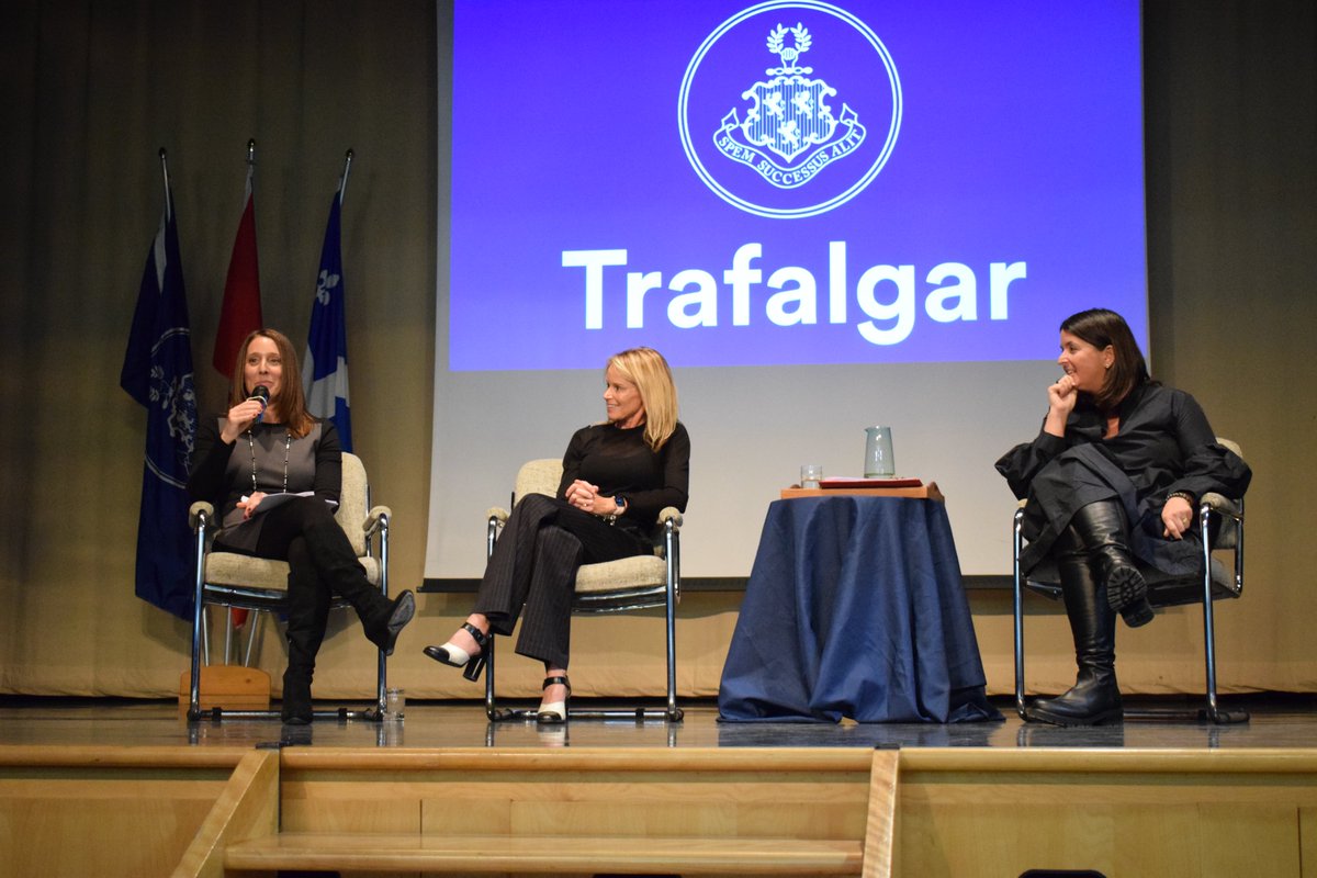 Very grateful to Sheryl Stotland '85 and Ellen Shustik '96 our Trafalgar-Ross Lecturers, who spoke passionately on the topic of 'Democracy and Girls' Education'  and the non-profit organizations they run, @Forgirlsake &amp; @Innerwings_org  
#girlseducation #thatsatrafgrad