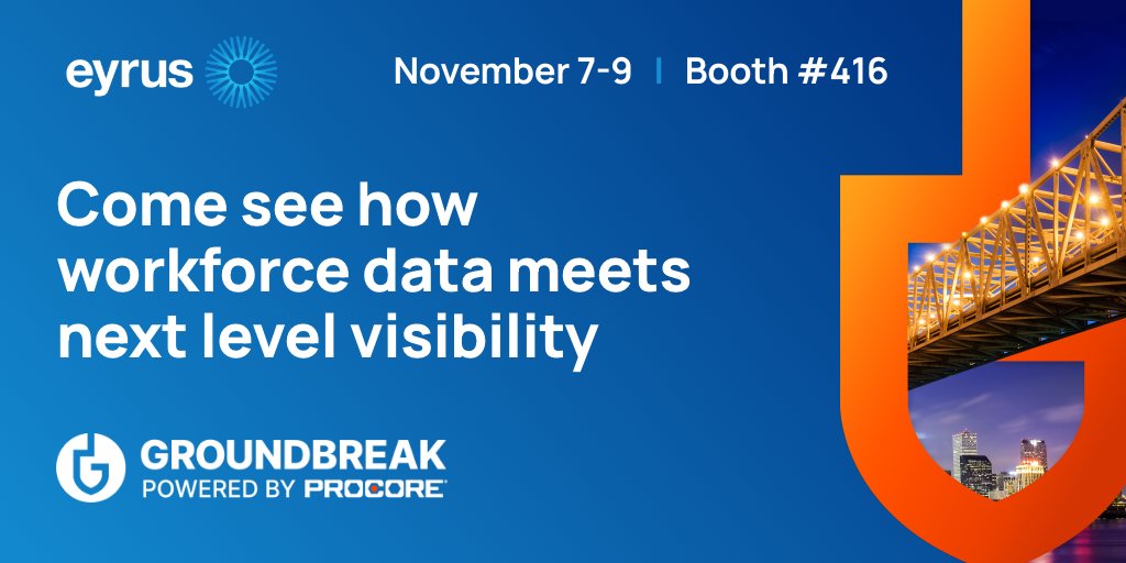 EyrusTeam's tweet photo. @EyrusTeam is heading to @procoretech Groundbreak! Stop by booth #416 to learn more about some advanced features coming out of Eyrus soon, as well as gain insight from our industry experts on how you can learn to find your construction project's "objective truth". https://t.co/FJEQb1IHo2