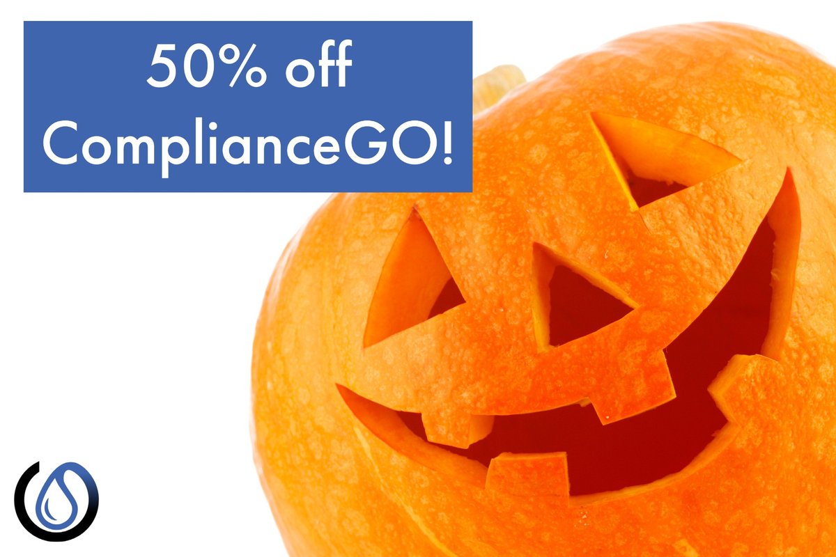 compliance_go's tweet image. Get 50% off your first 3 months using ComplianceGO after your FREE 90-day trial! Call or email us and mention the promo code PUMPKIN50CGO! Sale ends Halloween at midnight!