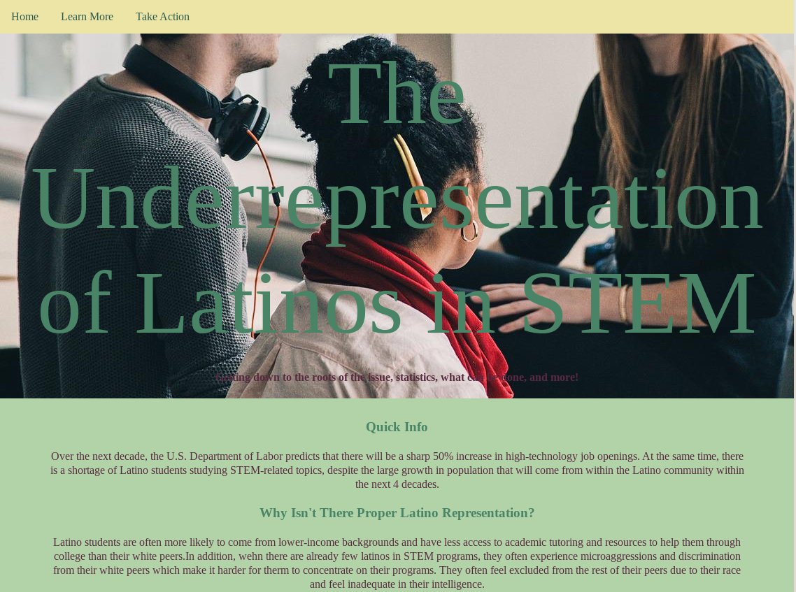GirlsWhoCode's tweet image. Did you know that Latinos only make up 8% of all STEM workers? 
Learn more about the lack of representation of Latinos in STEM from this activist toolkit coded by one of our #GirlsWhoCode students. bit.ly/3TsBaIF