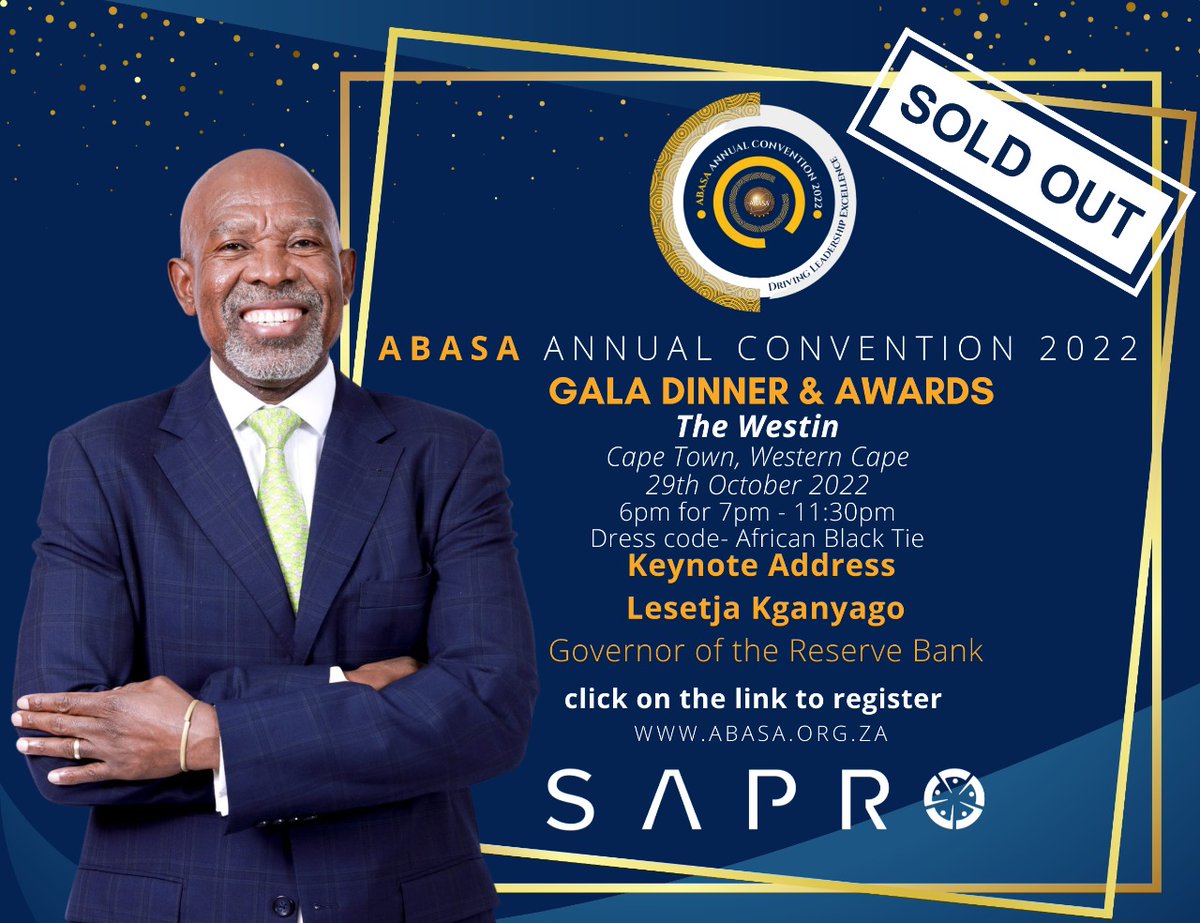 ABASA_National's tweet photo. We are left withnonly three days from the ABASA Annual National Convention Gala Dinner and awards event. Tickets have unfortunately been sold out. Please do take note of the dress code.
#ABASA37 #ABASANationalConventon #proudlyabasa #DrivingLeadershipExcellence #TheFlagshipEvent https://t.co/Fz3lv2Neo5