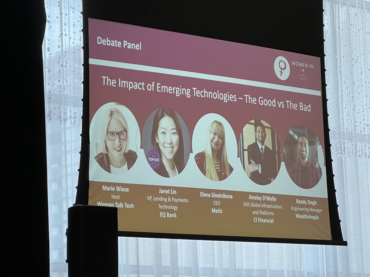 @mariewiese at @womeninitawards with the powerful team - the impact of emerging technologies - The Good Vs The Bad #WITSummit #WITCanada @sci_supplychain