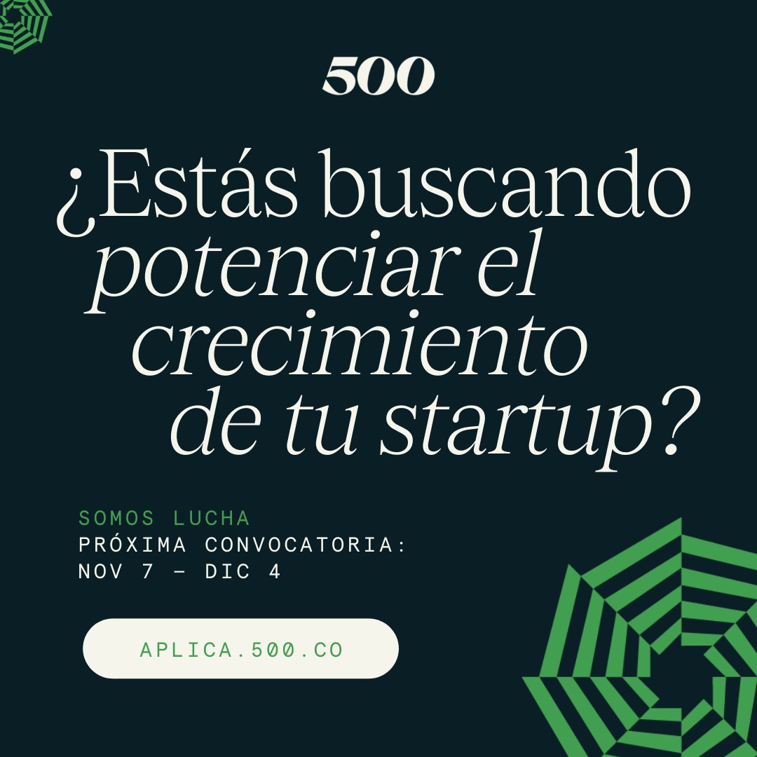 500LatAm's tweet photo. En menos de 15 días abriremos la convocatoria para Somos Lucha. 🚀💰

Vamos a seleccionar 10 compañías en etapa temprana para asociarnos como sus inversionistas. ¡Queremos conocer a nuevos founders! 😎

Conoce todos los detalles aquí: 👉 https://t.co/uiHJottoh7 https://t.co/kxZcWA1ZsQ