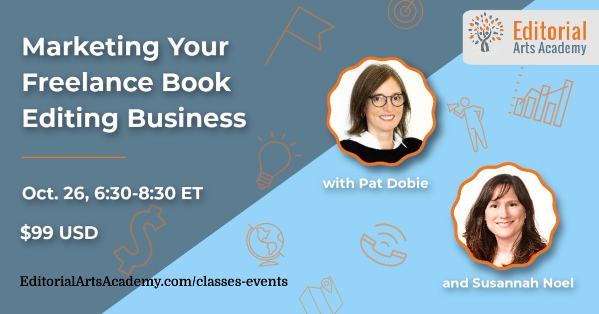 EdArtsAcademy's tweet photo. Marketing for Freelance Book Editors is Wednesday, Oct 26 at 6:30 Eastern! Learn how to connect with indie authors, how to create a marketing plan, and the #1 strategy for winning work.

Register here --> https://t.co/QFyVY3QWpW

#edibuddies #amediting #MarketingForBookEditors https://t.co/f0iSSLe81A