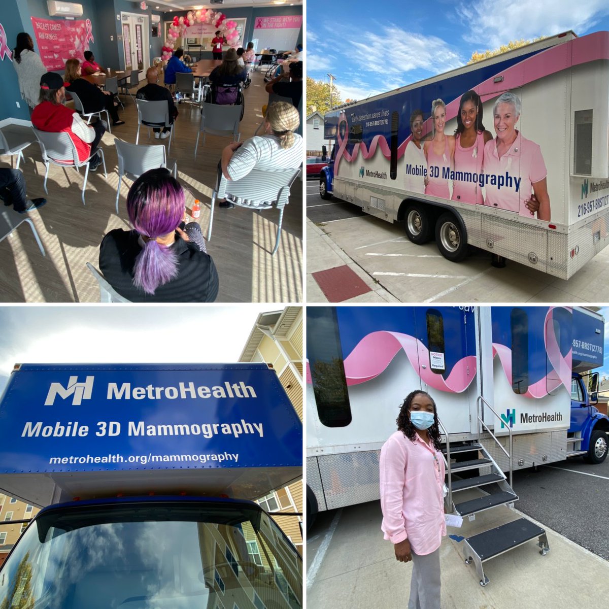 FrontCle's tweet image. Our #BreastCancerAwarnessMonth activities have been a HUGE success. We&apos;ve been able to provide health screenings, education, &amp;amp; support to 100+ clients from our facility &amp;amp; area. Today, on-the-spot #mammograms courtesy of the @metrohealthCLE  Mobile 3D Mammography unit. #ThankYou