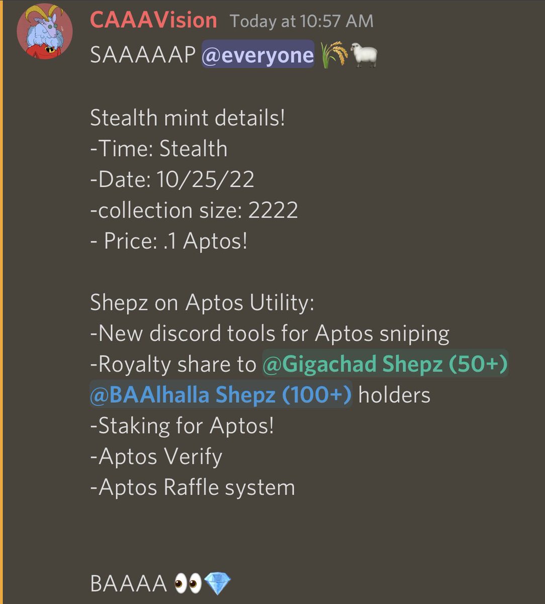 ShepzNFT's tweet photo. SHEPZ COMING HOT TO APTOS! 📈🐑 

#AptosNFT #AptosEcosytem #NFTCommunity #Solana #AptosLaunch #NFT $SOL https://t.co/mNVsXfIFqX