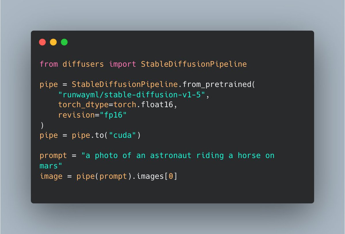 Our friends at @huggingface have updated the model repo to add a @Gradio demo and examples of using Stable Diffusion v1.5 with the diffusers library. 🎉 Quick start with diffusers: github.com/huggingface/di… Gradio demo: huggingface.co/spaces/runwaym…