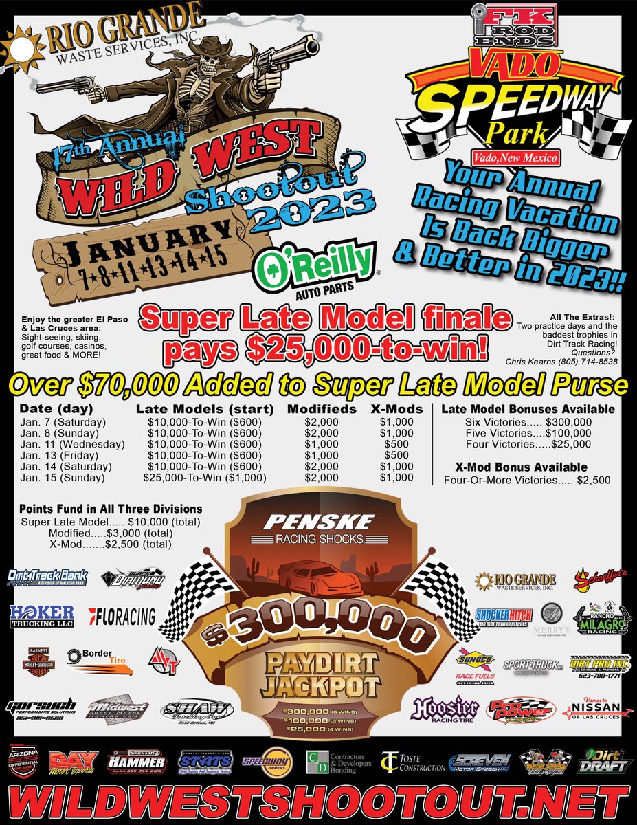 We're another day closer to the 2023 Rio Grande Waste Services Wild West Shootout presented by <a href="/oreillyauto/">O'Reilly Auto Parts</a> 

Will you be joining us in the desert for another year of great racing? #WWS2023