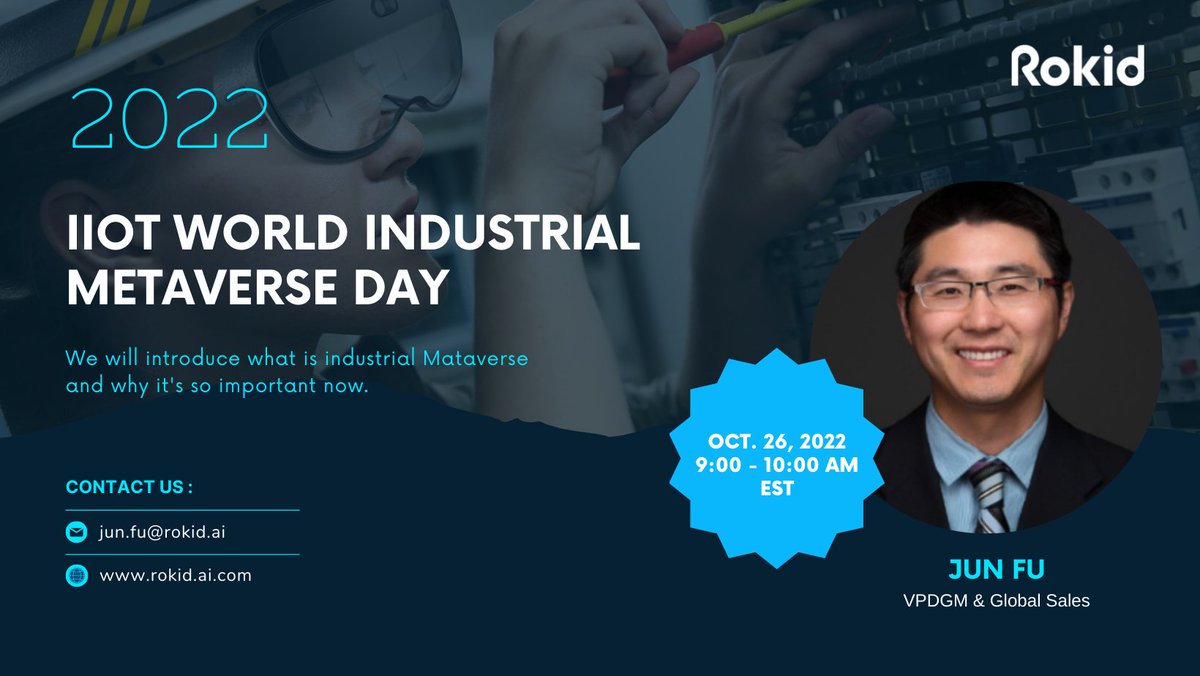 What is #IndustrialMetaverse, and why it’s important? Find out during this session with Jun Fu on Oct 26th. Register today!

Register here 👉 bit.ly/3DtMPl5
#Rokid #5G #Metaverse