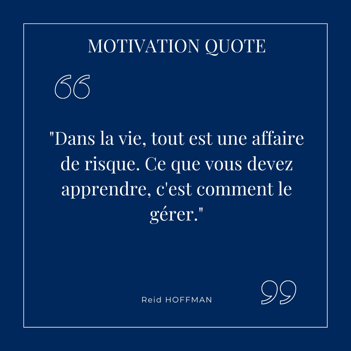 MOTIVATION QUOTE

Reid HOFFMAN, entrepreneur et fondateur de LinkedIn a un jour dit cette citation qui peut résonner chez tout le monde... 

#AdinvestInternational #citation #motivationquote #business