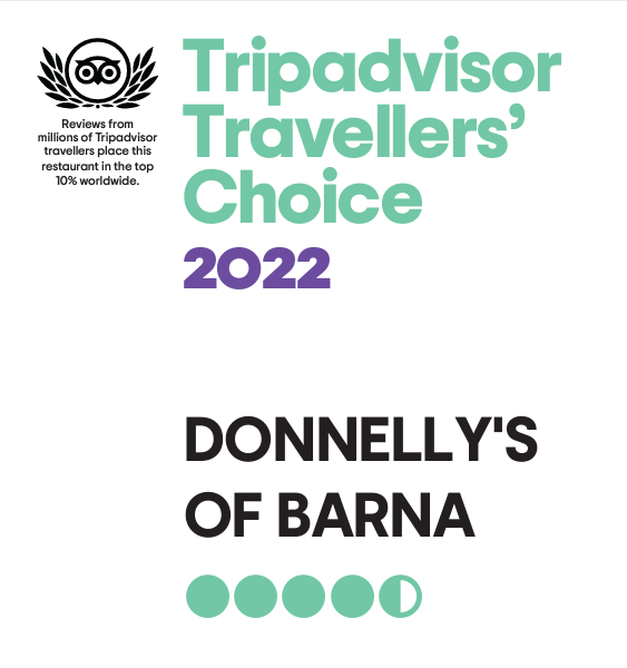 andrewsherry's tweet photo. Delighted to see the hard work of all the staff paying off! Donnelly's of Barna voted in the top 10% of restaurants on @Tripadvisor  #GalwayPubs #Awards @ThisIsGalway https://t.co/tEKQz4JZ9x