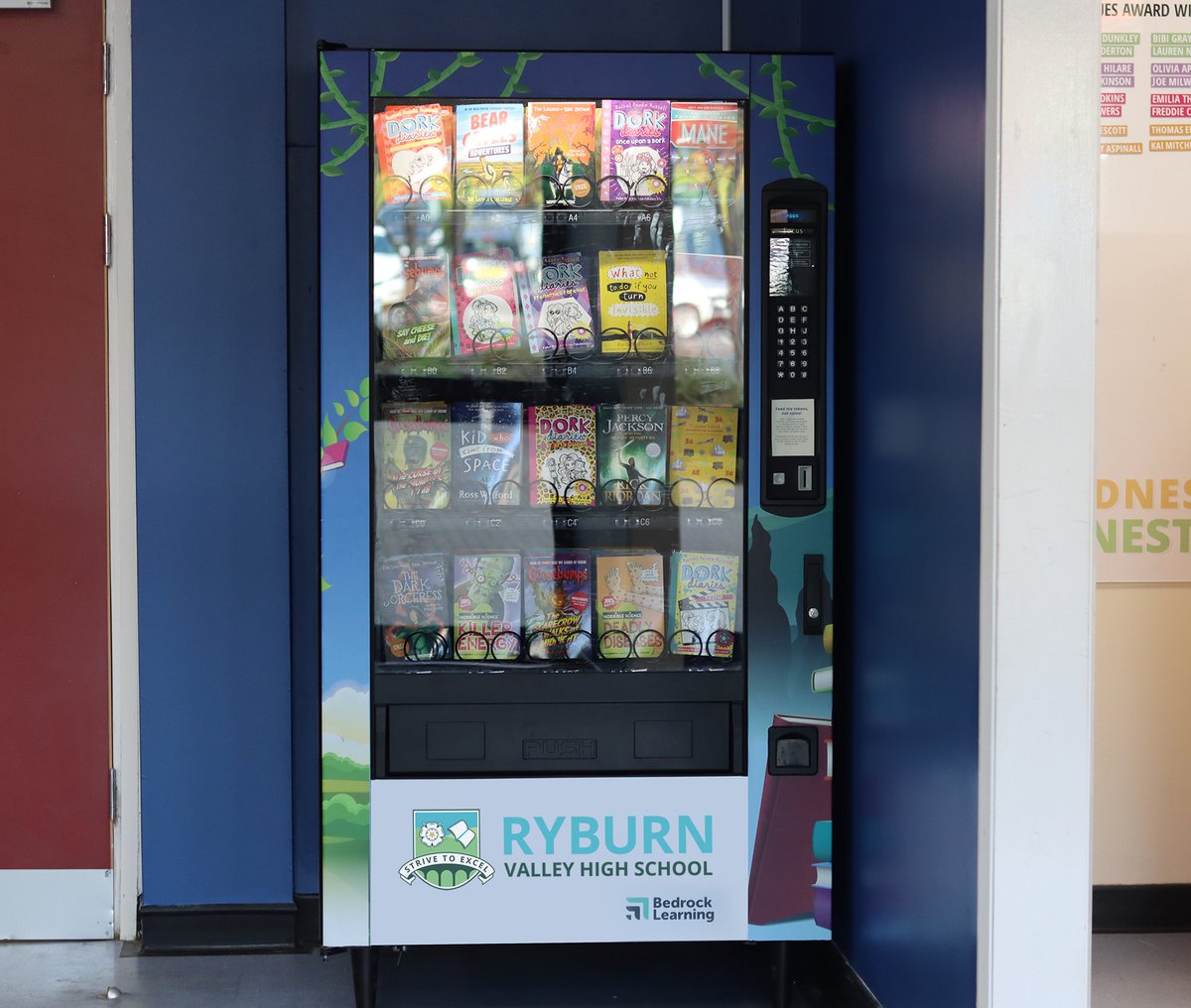 RVHS_school's tweet photo. As you may have noticed, we now have a fantastic book vending machine. Students will be able to earn reward tokens in their English lesson that they can then insert into the vending machine to get a free book of their choosing. https://t.co/V54A6iQ6Vo