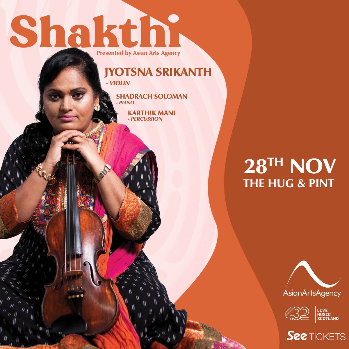 Join us for a night with Europe's foremost violinist @violinjyotsna 's brand new trio project, Shakthi. They play @thehugandpint on the 28th November 2022 Buy tickets here ! - bit.ly/3Tc5wyD