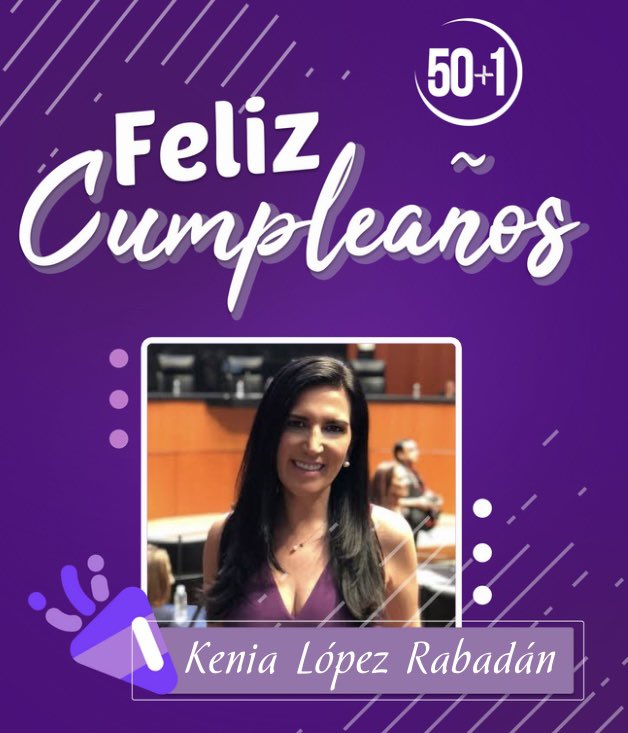 Quiénes integramos #50más1 felicitamos con mucho cariño a nuestra colectiva nacional, Senadora @kenialopezr con motivo de su cumpleaños!!. Bendecida vuelta al sol amiga y siempre aliada. 💜💜💜 @nenaorantes @ClauCorichi @trurin