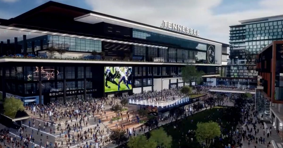 NFL_DovKleiman's tweet photo. The #Titans released the outlook of their new stadium. https://t.co/LBJFCYMYaW