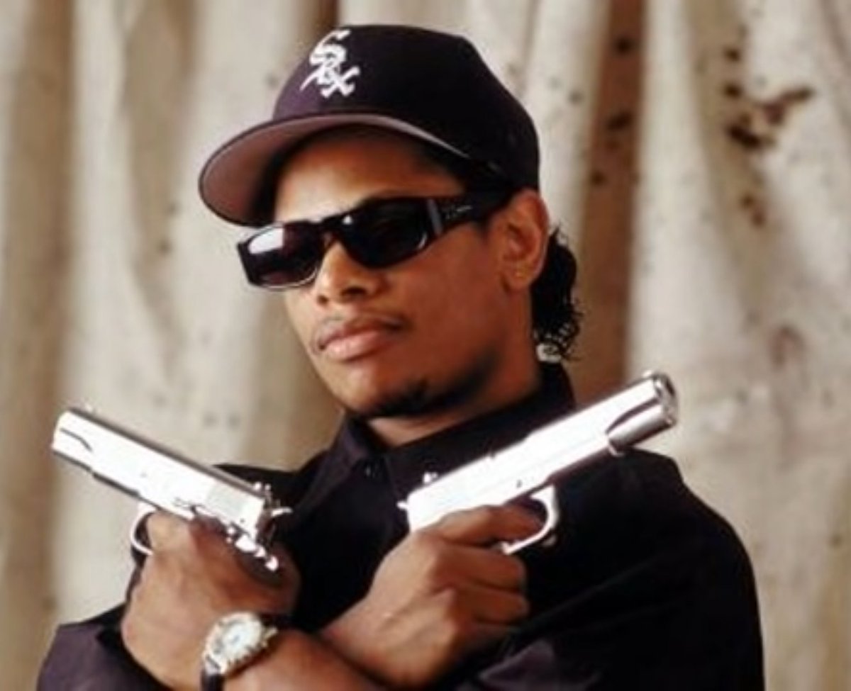 WhiteSoxic's tweet photo. Hello @Kama_Kamilia I would like to request this iconic Eazy-E image to be NAFO-ized #FellaRequest. Along with the Sox hat and guns PLEASE.  #NAFOrequest Thank you kindly! 🇵🇱♥️🇺🇦 https://t.co/evwaip0p6N