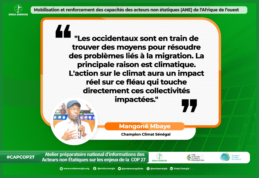 endaenergylinks's tweet photo. #CapCop27 #EndaCop27
"Developed countries are finding ways to solve problems related to migration. The main reason is climate. Climate action will have a real impact on this scourge that directly affects these impacted communities."
 Mangoné Mbaye Climate Champion Senegal https://t.co/LlcfckyFUs