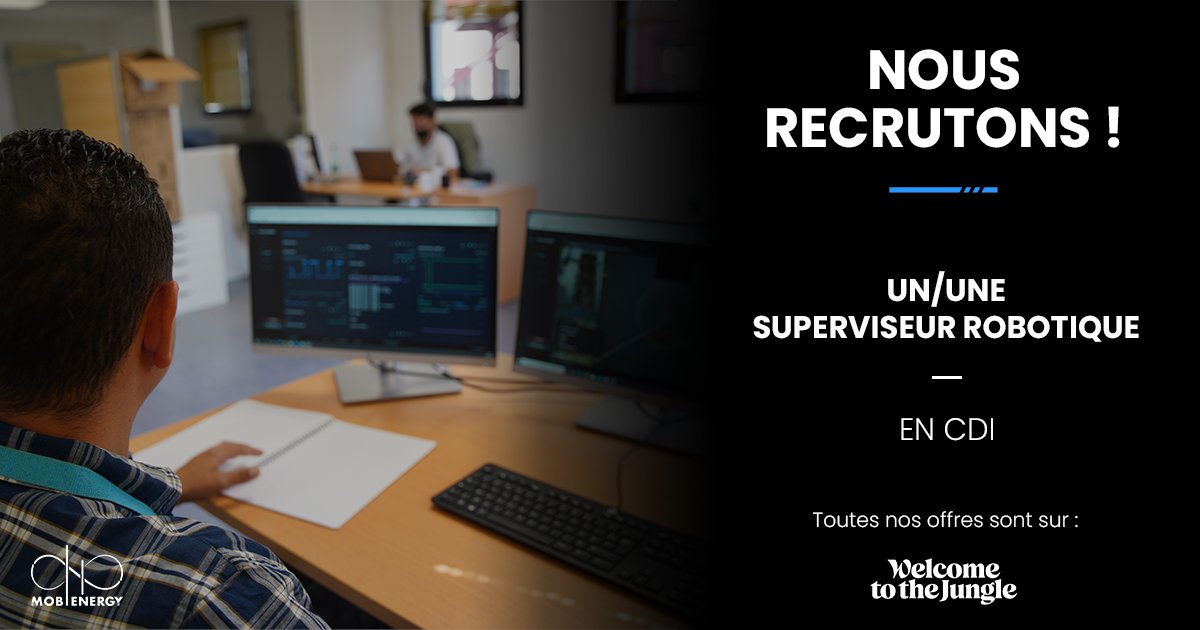 energy_mob's tweet photo. #Recrutement : #Technicien de Supervision en CDI 👩🏻‍💻👨🏻‍💻
Rejoignez une équipe dynamique et tournée vers le changement en accompagnant les déploiements des solutions de #recharge Mob-Energy sur ses sites clients !
➡️ Envoyez-nous votre candidature sur @wttj_fr. https://t.co/xj8cQHa4BU