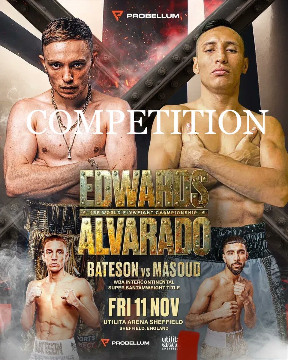 Boxing_UK_'s tweet photo. 🥊🇬🇧 WORLD TITLE TICKET COMPETITION 🎟🎟

Our friends at @probellum have given us A PAIR OF PLATINUM TICKETS for @SunnyEdwards first world title defence on home soil:
🏟 Sheffield Arena
📆 November 11th

♻️To enter just RT by 31/10/22

Remaining Tickets ⬇️
https://t.co/fk07rtJBmQ https://t.co/ThV1YVH1wI