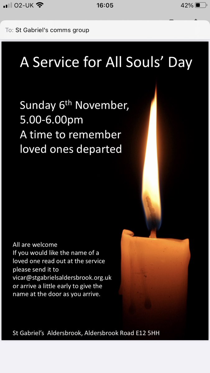 All Souls’ service here in November - if you’d like to remember a loved one departed please contact either by email or DM #RIP #riseinglory