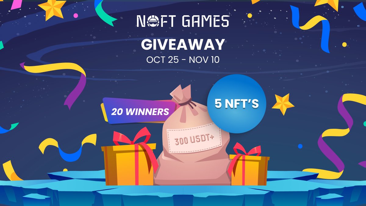 🎉Huge Giveaway🎉 

Join our Huge #Crypto Giveaway and get a chance to win #USDT and #NFT Prizes!

🏆20 winners!
🎁15 users get 20 $USDT
🎁5 users get 1 NFT each

The steps are very simple:
✅Follow <a href="/NoftGames/">Noft Games</a>
✅ RT &amp; Tag 3 friends
✅Complete this gleam⤵️
gleam.io/bgCHO/noft-gam…