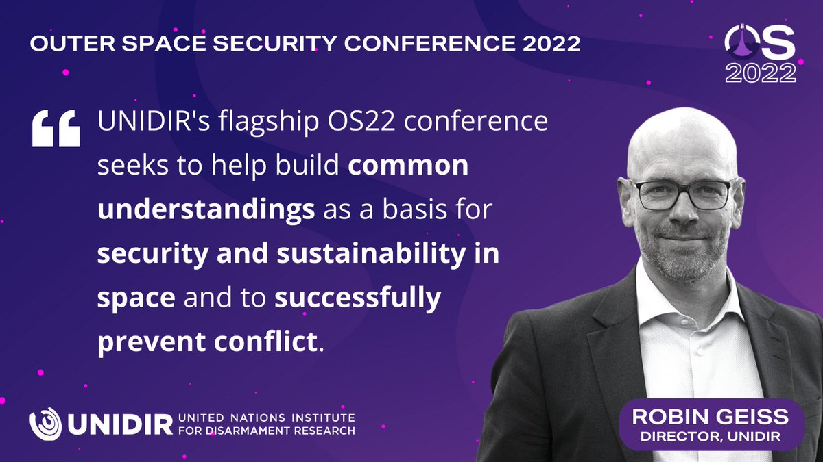 There's just one week to go until UNIDIR's flagship #OS22 Outer Space Security Conference! 🚀 Join us on 1 and 2 November, in Geneva or online, to hear more from UNIDIR Director Robin Geiss and a wide range of experts from across different sectors. 💻 unidir.org/OS22