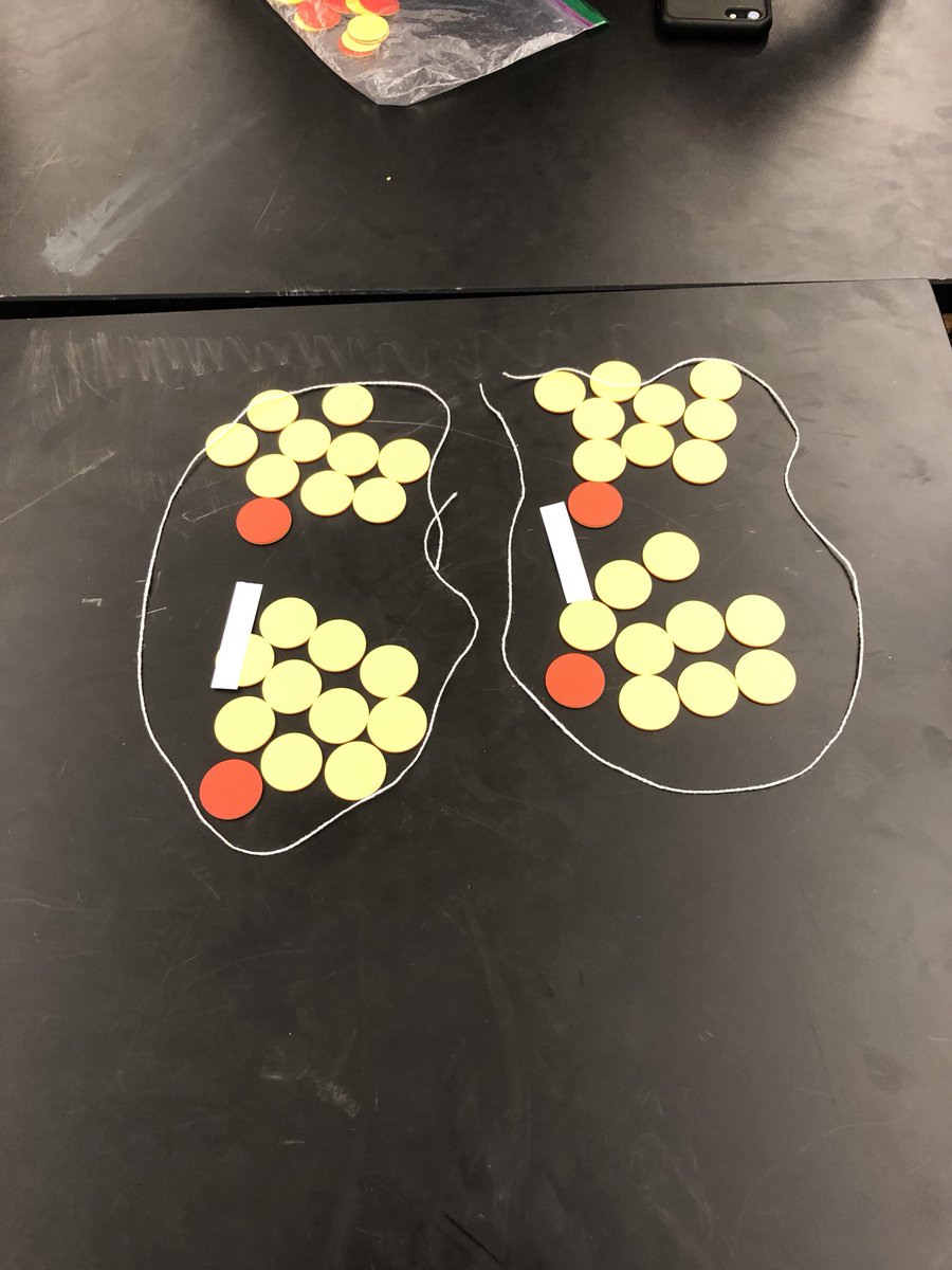 DorsCHEM's tweet photo. An #AACT resource enlightened me to the versatility of these two-sided counting chips for modeling. I created an intermolecular forces modeling activity with different scenarios and had students gallery walk and generate “I Notice, I Wonder” statements. #ChemEd #APChem https://t.co/PJSTb69tBS