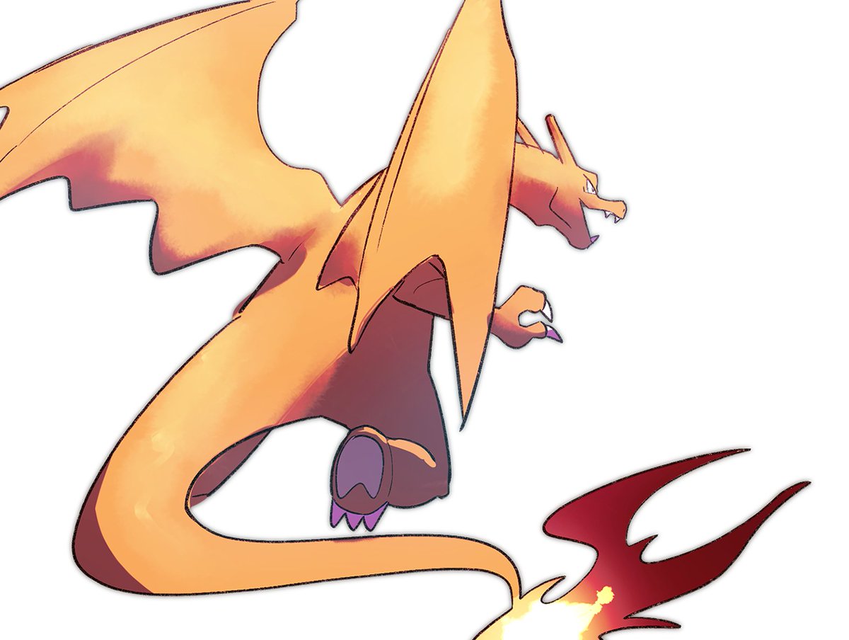 charizard no humans pokemon (creature) solo flame-tipped tail white background fire claws  illustration images