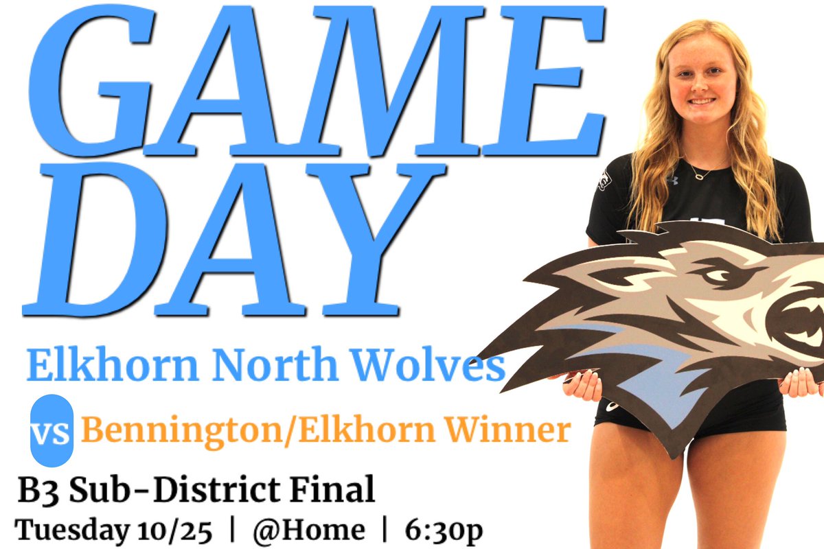 🐺🏐G A M E D A Y‼️

🏐B3 Sub-District🏐
🗓Tuesday, October 25th
📍Elkhorn North🏠

🆚Bennington🦡/Elkhorn🦌 Winner
⏰6:30pm
🎟Passes not accepted
Admission - Adults $6/Students $5

#gowolves🐺🏐