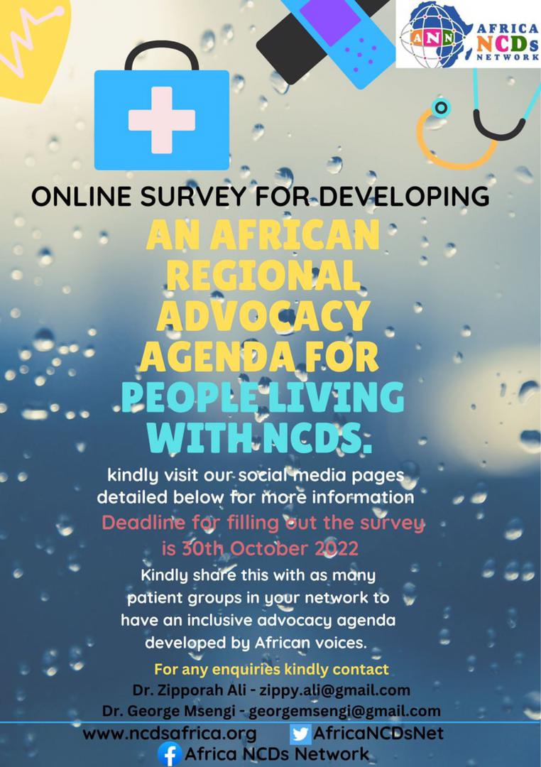 Are you living with an NCD or do you know any PLWNCDs? Share your views on taking action and driving change through this survey that has been created to facilitate the development of the Regional Advocacy Agenda for PLWNCDs in Africa. Get involved! docs.google.com/forms/d/e/1FAI…