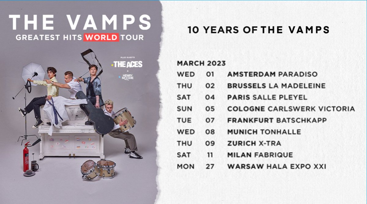 VampsHQ's tweet photo. Greatest Hits Tour Europe, March 2023. https://t.co/sCmzXaYNr5