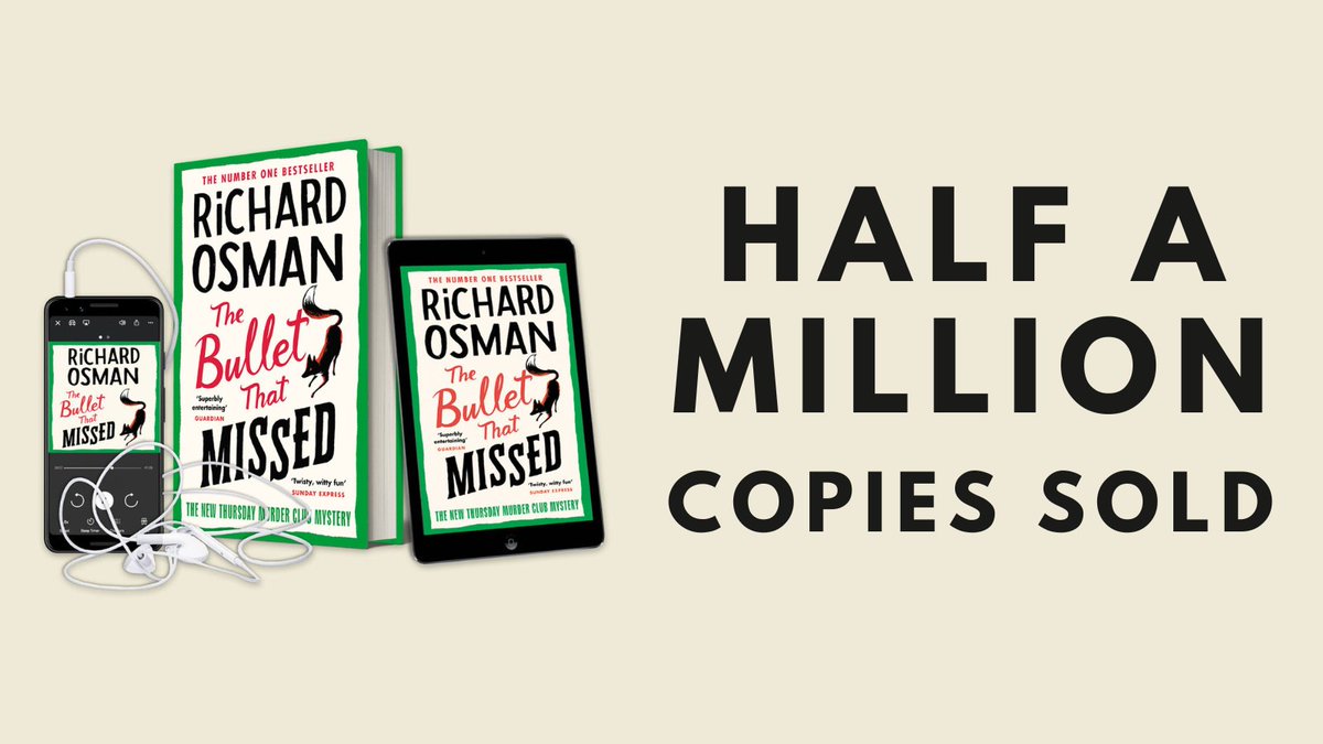 Incredible news in today - #TheBulletThatMissed has now sold more than half a million copies across all formats! 🎉🦊 Plus it's #2 in the hardback chart, with The Man Who Died Twice and The Thursday Murder Club both in the top 5 of the paperback chart! #ThursdayMurderClub