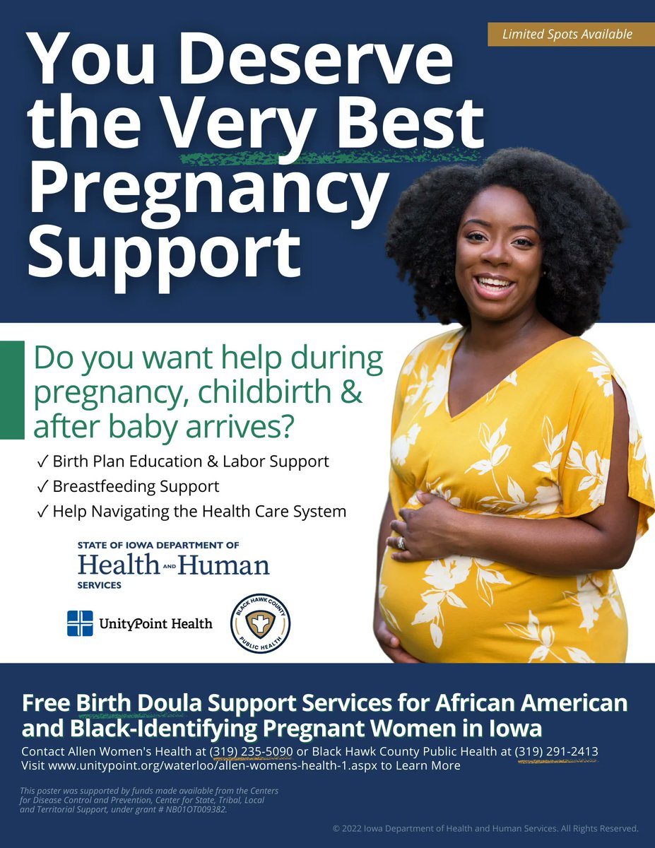 BHCHD's tweet photo. A birth doula will support a woman before, after,  and during the birth of her child. Birth doulas provide 
✓ Birth Plan Education &amp; Labor Support
✓ Breastfeeding Support
✓ Help Navigating the Health Care System 
Call 319-291-2413 for more information! https://t.co/bULzJnPkAl