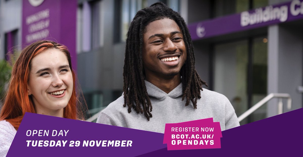 Due to popular demand, we are offering another Open Event this year 🤩 We can't wait to welcome you to tour our facilities and meet with our staff, register now to attend: bcot.ac.uk/opendays  📅 Tuesday 29 November ⏰ 5pm to 6.30pm