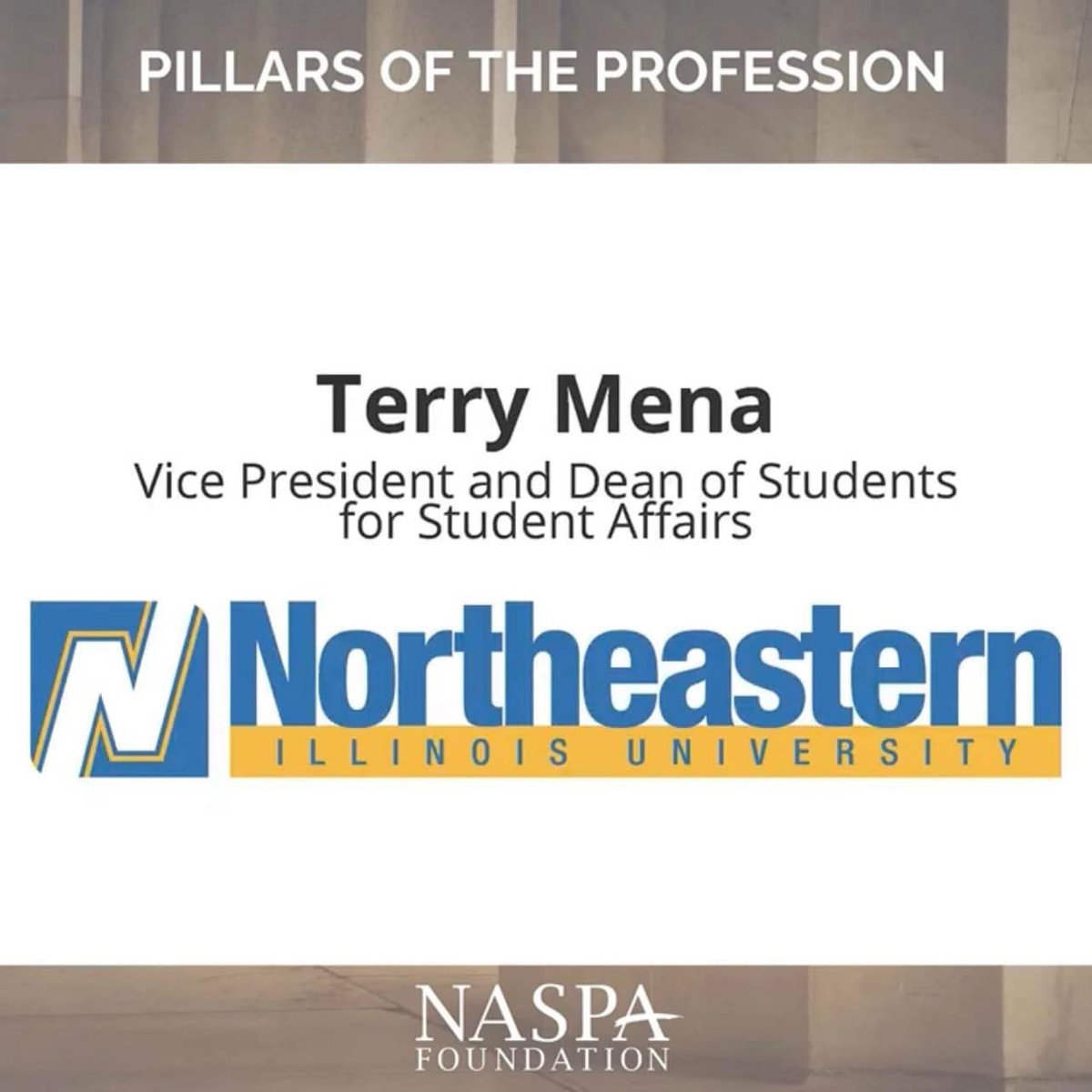 Edlead_FAU's tweet photo. Congratulations to alum Dr. @terry_mena, named Pillar of the Profession of Student Affairs by @NASPAtweets!  

 We are proud of you! 

@faueducation @FloridaAtlantic @FAUAlumni  @faustudents https://t.co/DKUvcU4k9n