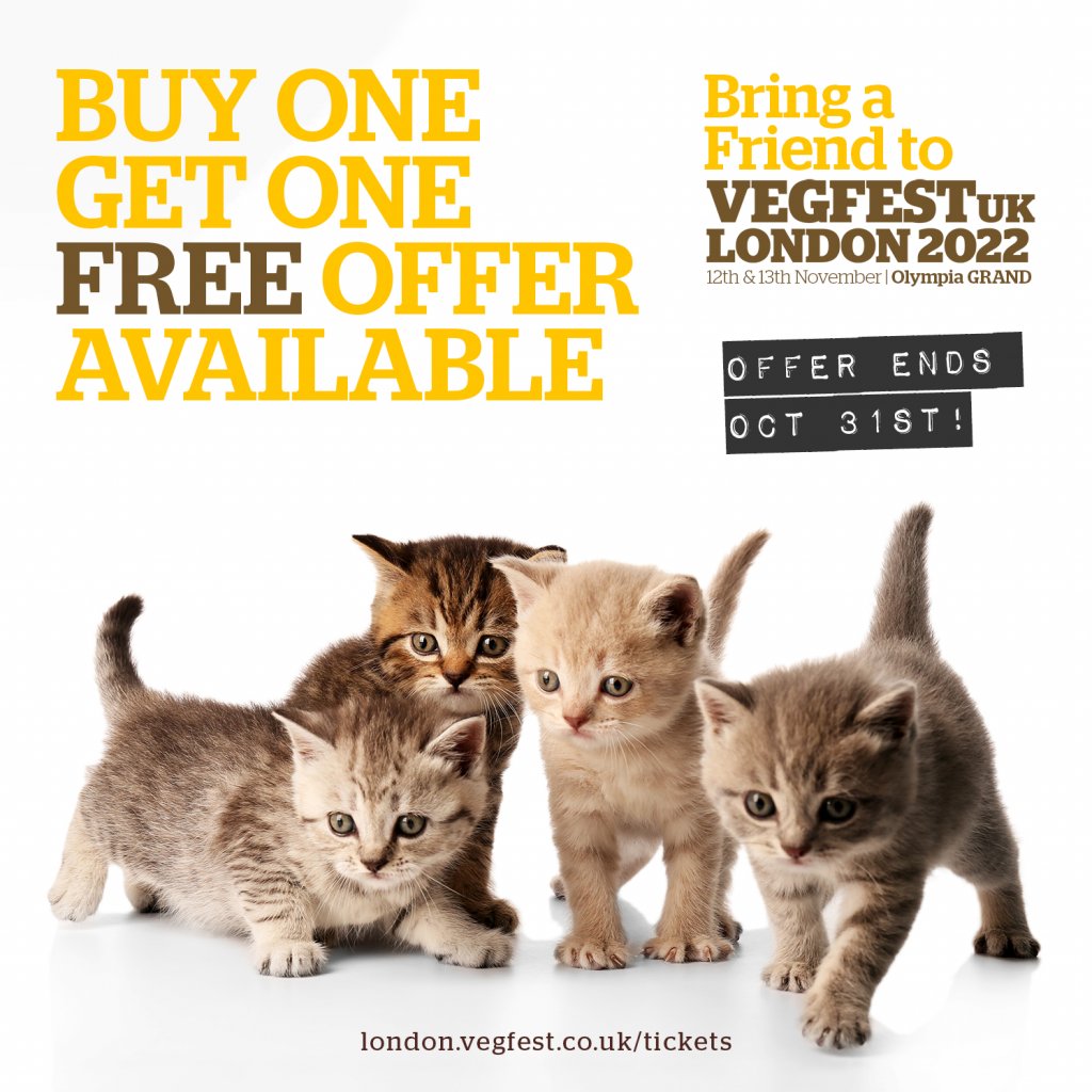 Speaking of <a href="/VegfestUK/">VegfestUK</a> , they're still running the bogof offer on tickets til end Oct. Fest is 12 +13 Nov at Olympia. I'll be speaking on both days and will be sharing a table with <a href="/bennymaloneUK/">Benny Malone</a> . Come see us!! london.vegfest.co.uk/tickets/