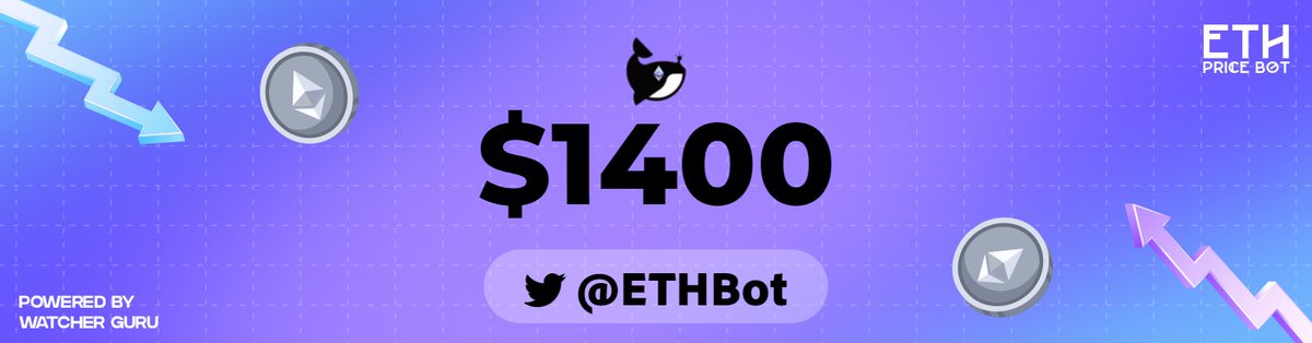 ETHBot's tweet image. #Ethereum Price: $1400 📈