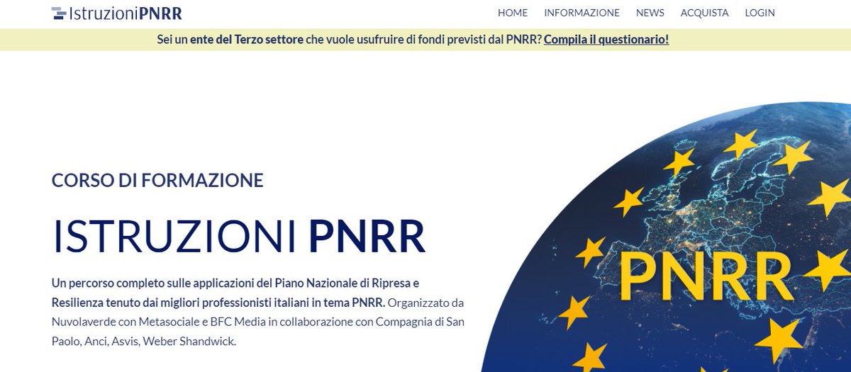 ✅ Anci ha contribuito alla realizzazione del corso di formazione #istruzioniPNRR: un percorso online utile a chiunque voglia approfondire obiettivi, bandi e novità sul Piano Nazionale di Ripresa e Resilienza.

Tutte le info le trovate qui > mentoringprogram.it